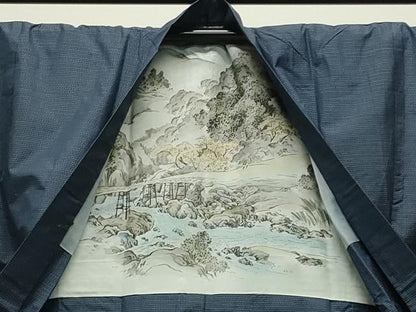 平和屋着物●男性 本場大島紬 アンサンブル・長襦袢セット 亀甲文様 正絹 逸品 CABC8047gh