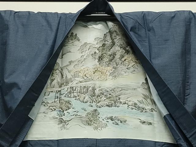 平和屋着物●男性 本場大島紬 アンサンブル・長襦袢セット 亀甲文様 正絹 逸品 CABC8047gh