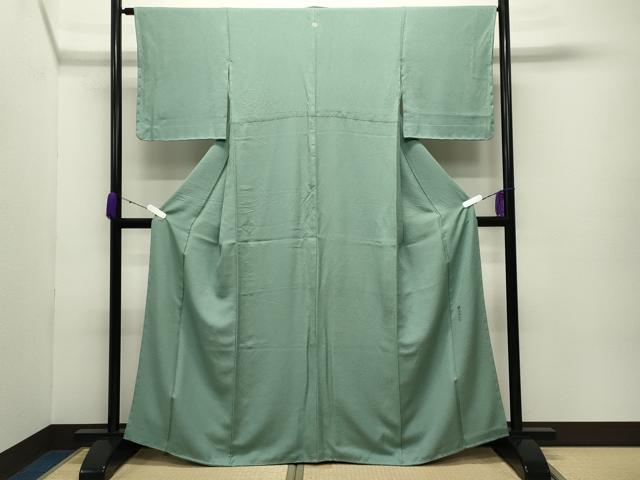 平和屋着物●上質な色無地 作家物 紋意匠 青磁色 正絹 逸品 未使用 CABC8050gh