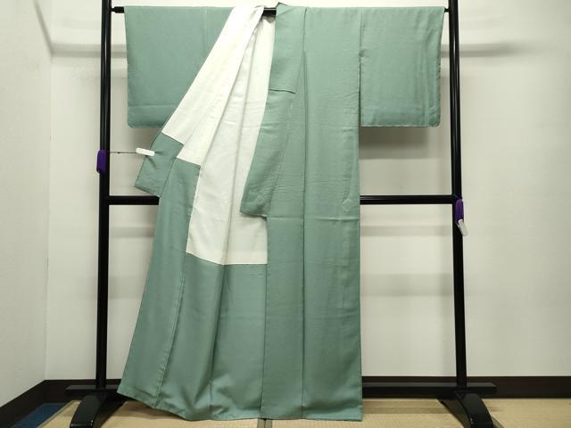 平和屋着物●上質な色無地 作家物 紋意匠 青磁色 正絹 逸品 未使用 CABC8050gh