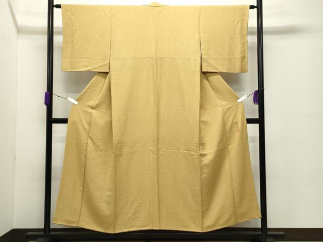 平和屋着物●服飾評論家 市田ひろみ 色無地 梅松地紋 玉蜀黍色 正絹 逸品 CABC8054gh