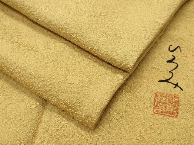 平和屋着物●服飾評論家 市田ひろみ 色無地 梅松地紋 玉蜀黍色 正絹 逸品 CABC8054gh