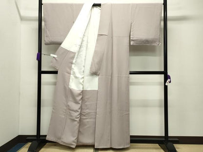 平和屋着物●上質な色無地　枯野色　正絹　逸品　CABC8055gh