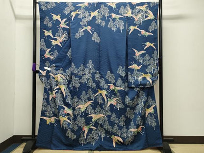 平和屋着物●豪華振袖 型染め 飛鶴文 三越扱い 正絹 逸品 CABC8056gh