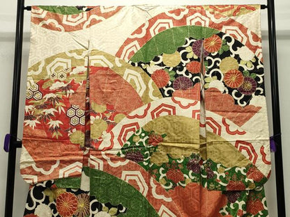 平和屋着物●豪華振袖 駒刺繍 花唐草文 金彩 正絹 逸品 CABC8060gh