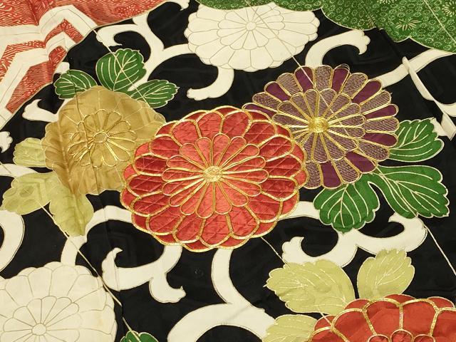 平和屋着物●豪華振袖 駒刺繍 花唐草文 金彩 正絹 逸品 CABC8060gh