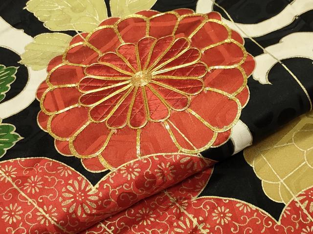平和屋着物●豪華振袖 駒刺繍 花唐草文 金彩 正絹 逸品 CABC8060gh