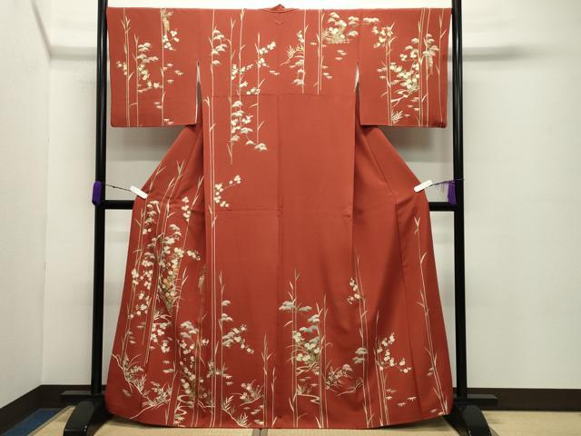 平和屋着物●訪問着 駒刺繍 草花文 金彩 正絹 逸品 CABC8062gh
