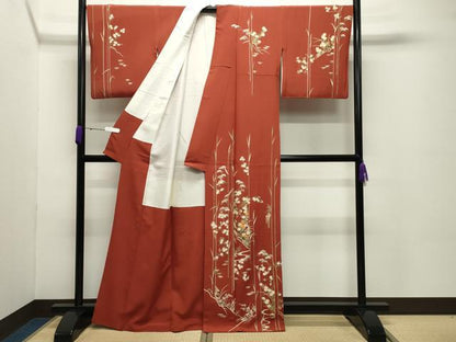 平和屋着物●訪問着 駒刺繍 草花文 金彩 正絹 逸品 CABC8062gh