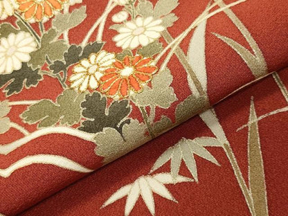 平和屋着物●訪問着 駒刺繍 草花文 金彩 正絹 逸品 CABC8062gh
