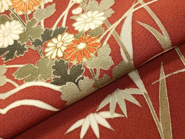 平和屋着物●訪問着 駒刺繍 草花文 金彩 正絹 逸品 CABC8062gh