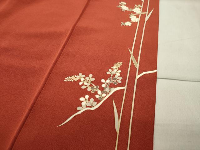 平和屋着物●訪問着 駒刺繍 草花文 金彩 正絹 逸品 CABC8062gh