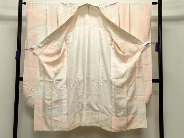 平和屋着物●振袖用長襦袢 無双仕立て 渡橋花地紋 暈し染め 伊勢丹扱い 半衿刺繍 正絹 逸品 CABC8065gh