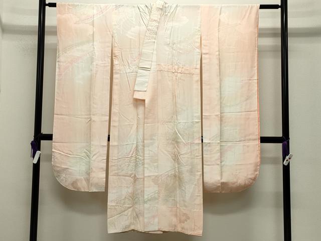 平和屋着物●振袖用長襦袢 無双仕立て 渡橋花地紋 暈し染め 伊勢丹扱い 半衿刺繍 正絹 逸品 CABC8065gh