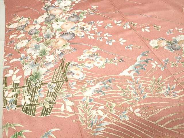 平和屋着物●訪問着 立波草花文 金彩 正絹 逸品 未使用 CABC8068gh