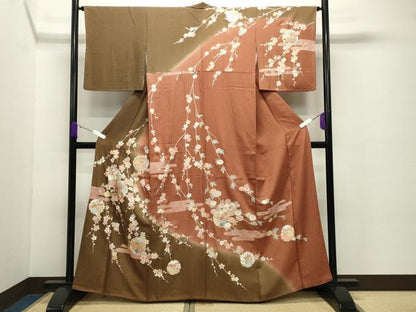 平和屋着物●訪問着 駒刺繍 雪輪松竹梅文 暈し染め 金銀彩 正絹 逸品 CABC8069gh
