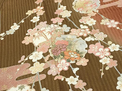 平和屋着物●訪問着 駒刺繍 雪輪松竹梅文 暈し染め 金銀彩 正絹 逸品 CABC8069gh
