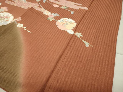 平和屋着物●訪問着 駒刺繍 雪輪松竹梅文 暈し染め 金銀彩 正絹 逸品 CABC8069gh