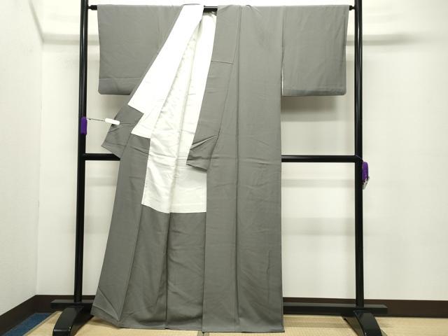 平和屋着物●上質な色無地 鼠色 正絹 逸品 CABC8070gh
