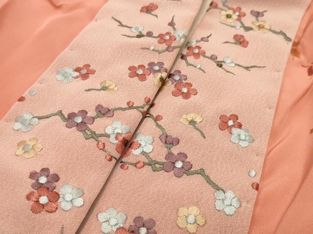 平和屋着物●長襦袢 袷 舞蝶文 半衿刺繍 正絹 逸品 CABC8073gh