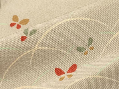 平和屋着物●長襦袢 無双仕立て 芝草舞蝶文 正絹 逸品 CABC8075gh