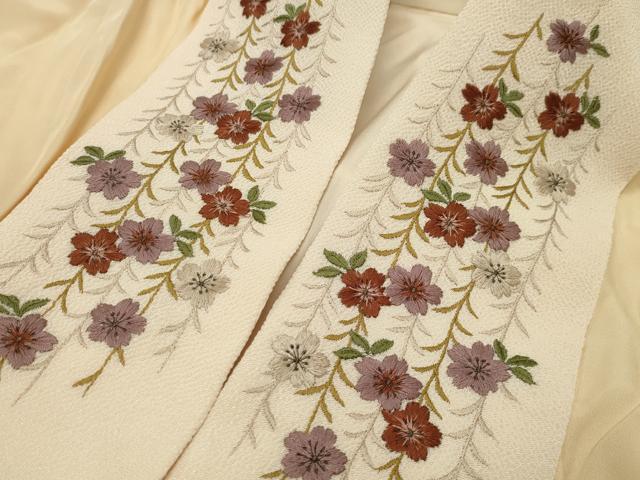 平和屋着物●長襦袢 無双仕立て 舞梅文 半衿刺繍 正絹 逸品 CABC8076gh