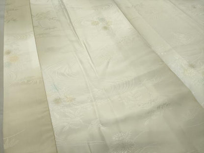 平和屋着物●長襦袢 袷 流水草花地紋 暈し染め 半衿刺繍 正絹 逸品 未使用 CABC8078gh