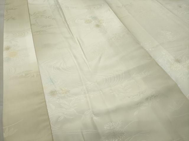 平和屋着物●長襦袢 袷 流水草花地紋 暈し染め 半衿刺繍 正絹 逸品 未使用 CABC8078gh