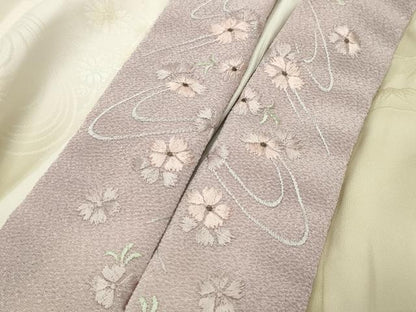 平和屋着物●長襦袢 袷 流水草花地紋 暈し染め 半衿刺繍 正絹 逸品 未使用 CABC8078gh