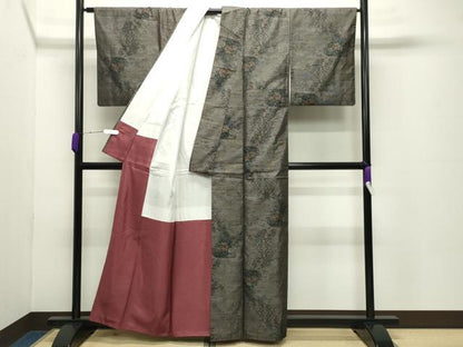 平和屋着物●本場大島紬 更紗花唐草文 反端付き 正絹 逸品 CABC8090gh