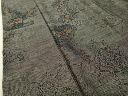 平和屋着物●本場大島紬 更紗花唐草文 反端付き 正絹 逸品 CABC8090gh