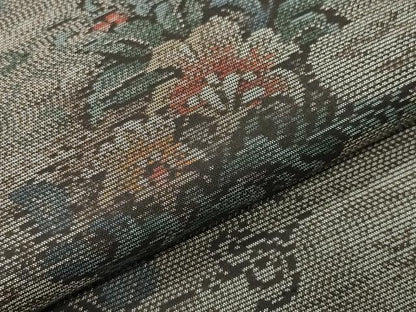 平和屋着物●本場大島紬 更紗花唐草文 反端付き 正絹 逸品 CABC8090gh