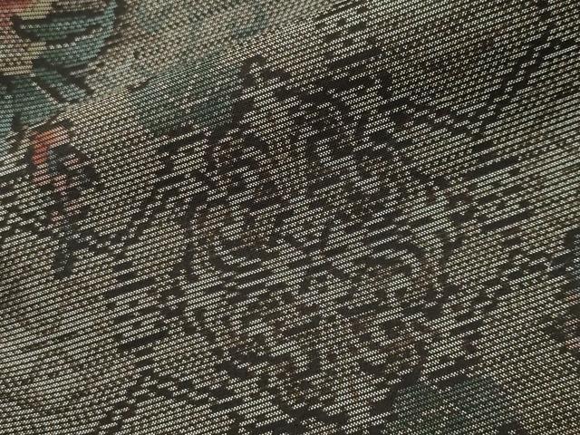 平和屋着物●本場大島紬 更紗花唐草文 反端付き 正絹 逸品 CABC8090gh