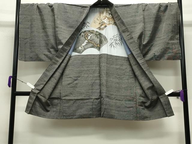平和屋着物●男性 紬 アンサンブル 霞文 キングサイズ 正絹 逸品 未使用 CABC8092gh
