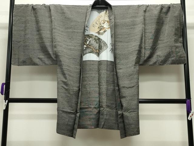 平和屋着物●男性 紬 アンサンブル 霞文 キングサイズ 正絹 逸品 未使用 CABC8092gh