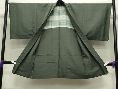 平和屋着物●男性 紬 アンサンブル 色無地 岩井茶色 正絹 逸品 未使用 CABC8093gh