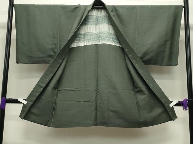 平和屋着物●男性 紬 アンサンブル 色無地 岩井茶色 正絹 逸品 未使用 CABC8093gh