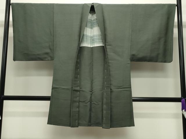 平和屋着物●男性 紬 アンサンブル 色無地 岩井茶色 正絹 逸品 未使用 CABC8093gh