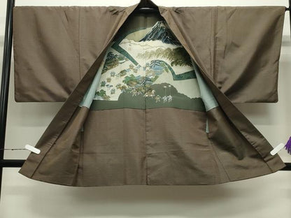平和屋着物●男性 紬 アンサンブル・長襦袢セット 120亀甲 総詰め 正絹 逸品 CABC8095gh