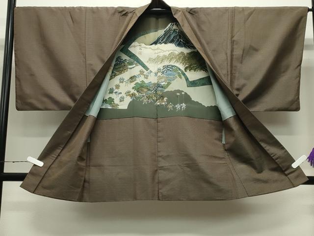 平和屋着物●男性 紬 アンサンブル・長襦袢セット 120亀甲 総詰め 正絹 逸品 CABC8095gh