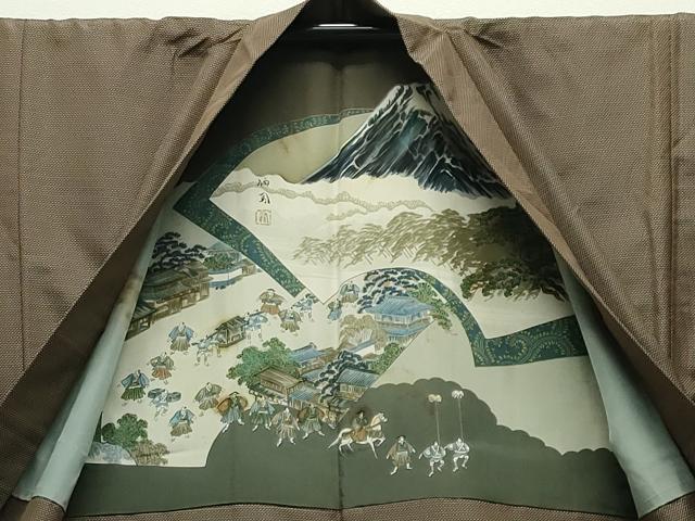 平和屋着物●男性 紬 アンサンブル・長襦袢セット 120亀甲 総詰め 正絹 逸品 CABC8095gh