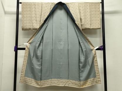 平和屋着物●男性 紬 アンサンブル・長襦袢セット 120亀甲 総詰め 正絹 逸品 CABC8095gh