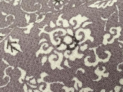平和屋着物●上質な小紋 型染め 花唐草文 鬼しぼ縮緬 正絹 逸品 未使用 CABC8096gh