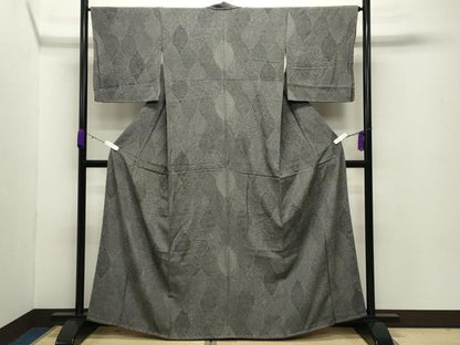 平和屋着物●江戸小紋 寄せ小紋柄 黒地 正絹 逸品 未使用 CABC8100gh