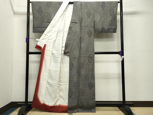 平和屋着物●江戸小紋 寄せ小紋柄 黒地 正絹 逸品 未使用 CABC8100gh