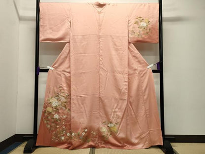 平和屋着物●訪問着 鴛鴦扇面花文 暈し染め 金彩 正絹 逸品 CABC8101gh