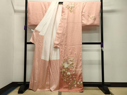 平和屋着物●訪問着 鴛鴦扇面花文 暈し染め 金彩 正絹 逸品 CABC8101gh