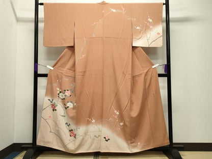 平和屋着物●訪問着 友禅 作家物 休み鳥枝椿 暈し染め 正絹 逸品 CABC8102gh