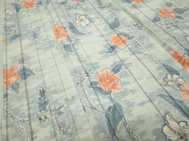 平和屋着物●小千谷紬 枝花文 正絹 逸品 未使用 CABC8103gh