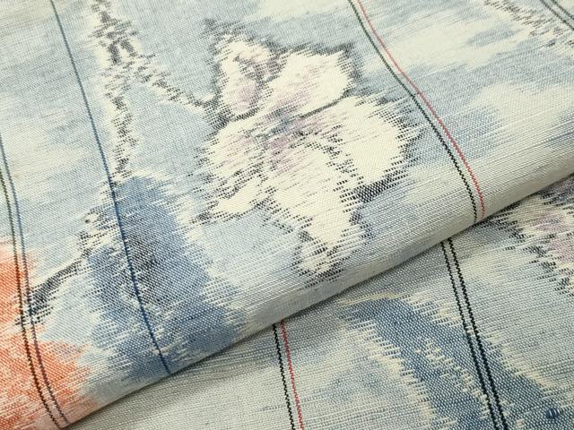 平和屋着物●小千谷紬 枝花文 正絹 逸品 未使用 CABC8103gh